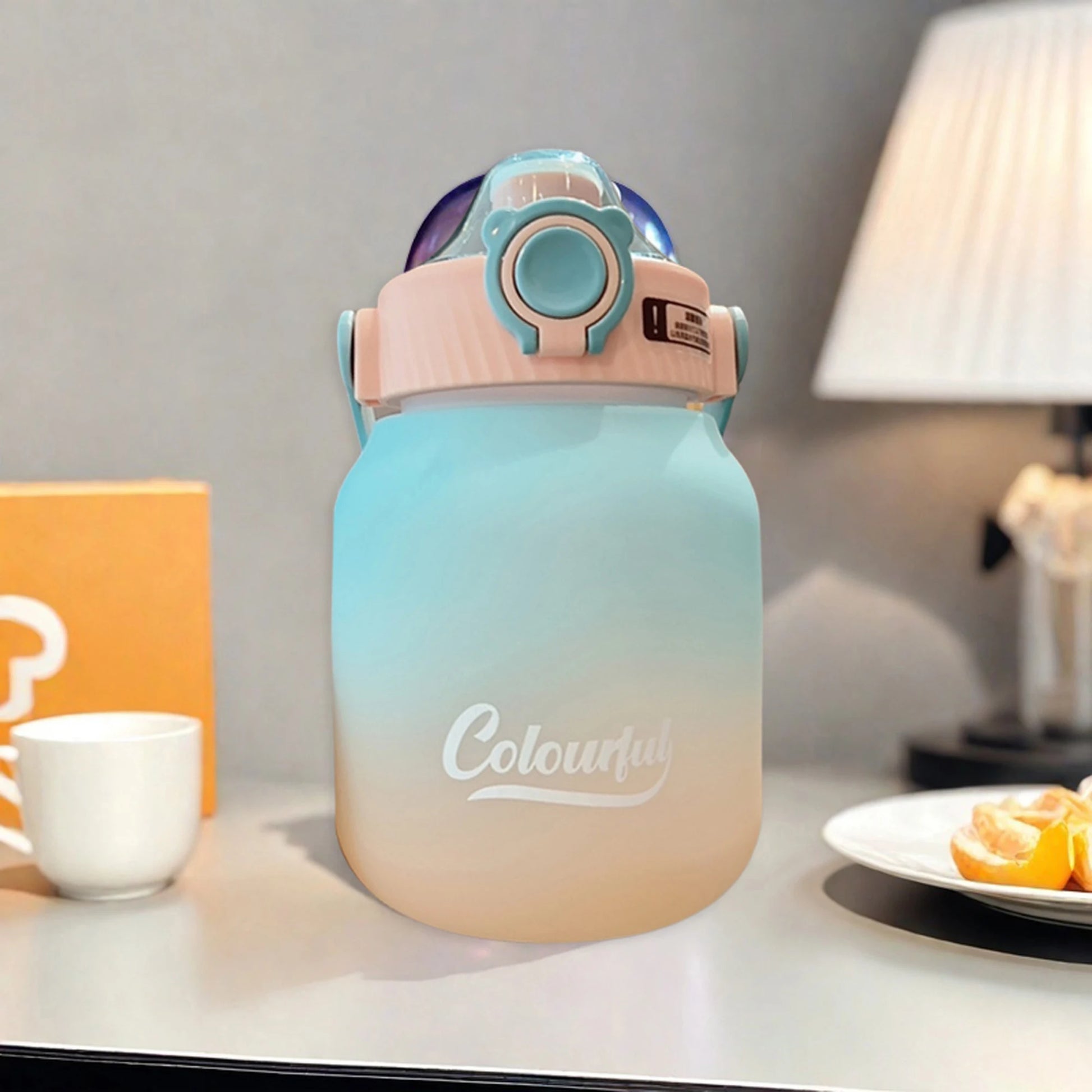 1000ml Gradient Color Water Bottle with Handle and Carry Strap for Women Men - Reusable Leakproof Plastic Cup - AMULET RING STORE