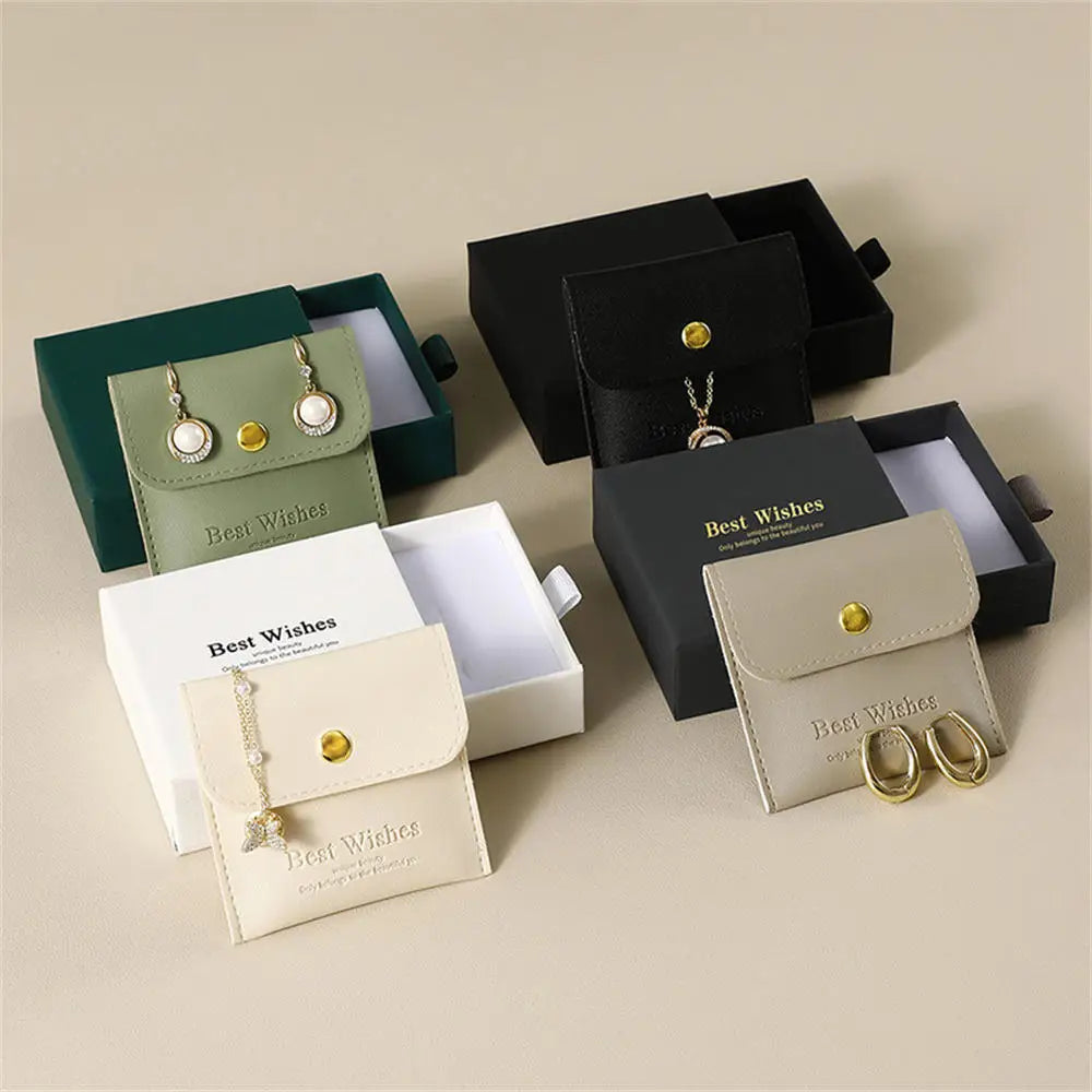 2Pcs Paper Jewelry Box PU Packaging Bag Set Necklace Bracelet Earrings Storage Gift Box High-end Jewelry Organizer Case Joyero - AMULET RING STORE