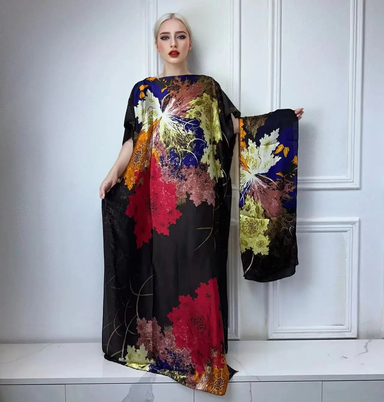 WINYI African Muslim Lady Summer Boho fashion Printed Kaftan holiday Dress loose Streetwear Abaya with belt beach dress