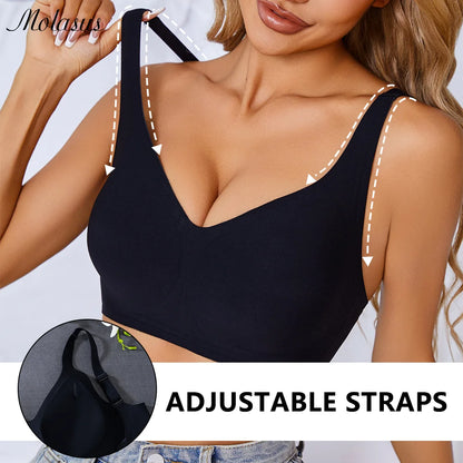 Women Underwire Bra Wide Adjuestable Strap Solid Color Plus Size Bras