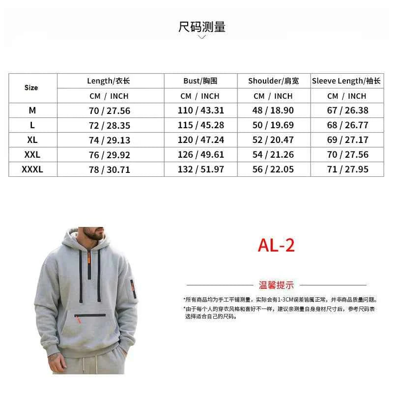Men's Hooded Fleece Pullover Sporty Casual Jacket European American Style Autumn Winter Warm Comfortable Men's Outerwear