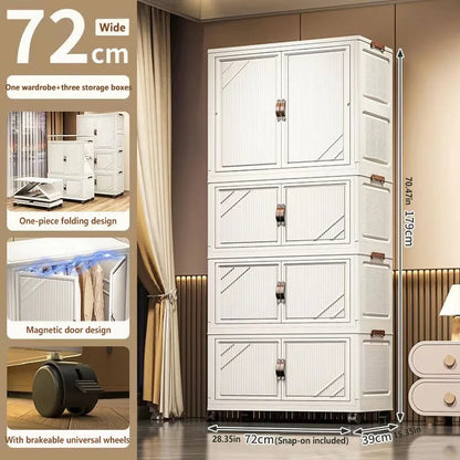 Multi-specification Multifunction White Folding Storage Cabinet Large Capacity Dustproof Wardrobe Storage Box - AMULET RING STORE