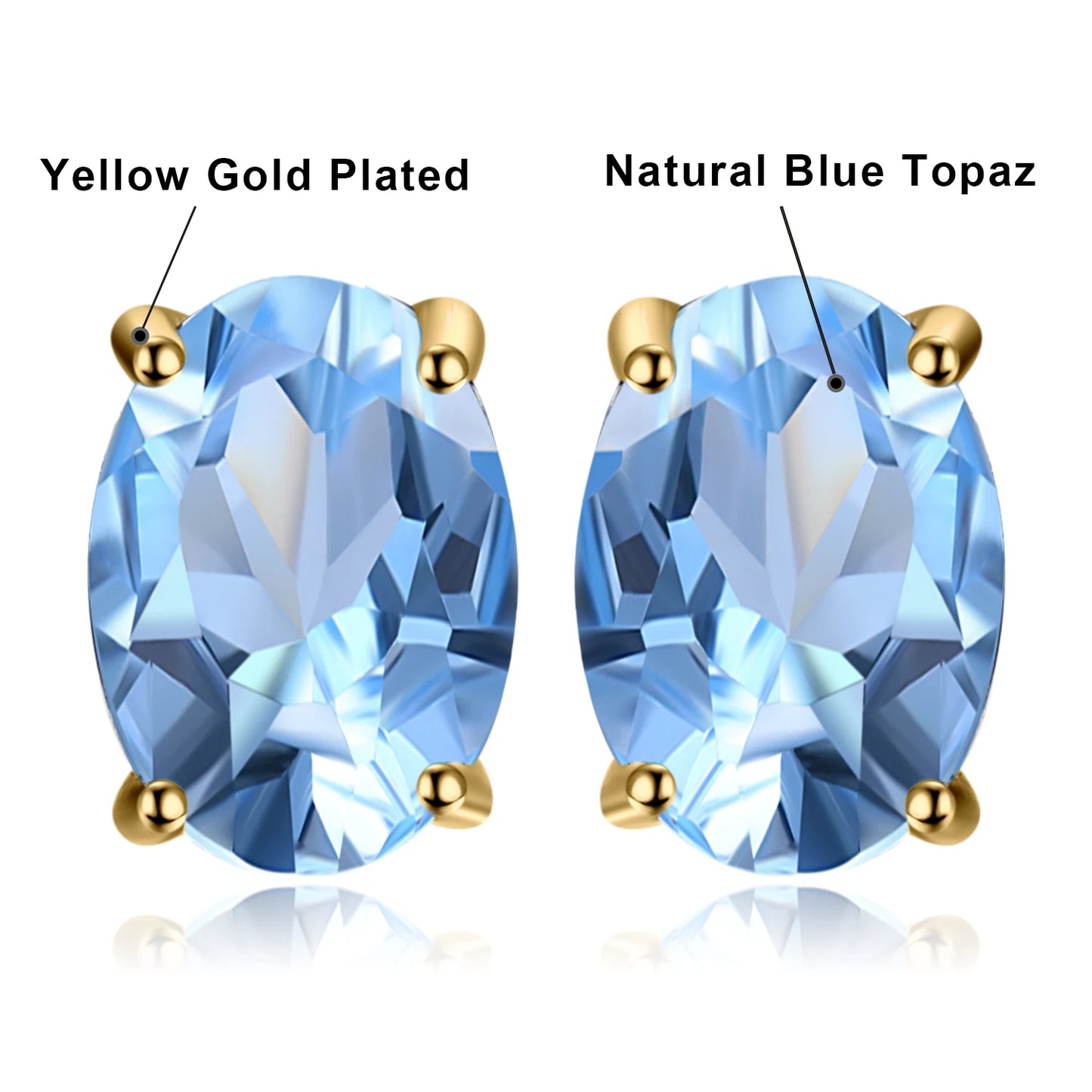 JewelryPalace Rose Gold Yellow Gold Plated Oval Natural Amethyst Citrine Garnet Topaz Peridot 925 Sterling Silver Earrings Woman