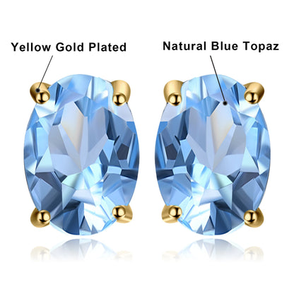 JewelryPalace Rose Gold Yellow Gold Plated Oval Natural Amethyst Citrine Garnet Topaz Peridot 925 Sterling Silver Earrings Woman