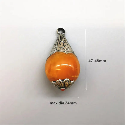 Nepal Hand Vintage Pendants Big Pearl Copper Capped Amber TBP333