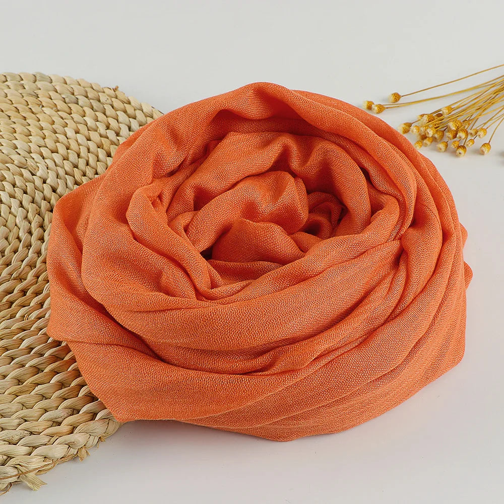 Autumn Winter New Cotton Linen Scarf For Women Girls Solid Color Sunscreen Scarves Soft Foulard Viscose Female Wrap Shawls