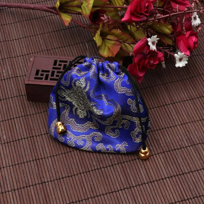 Silk Brocade Jewelry Drawstring Gift Bags Coin Purse Embroidered Candy Chocolate Bag for Wedding Party - AMULET RING STORE
