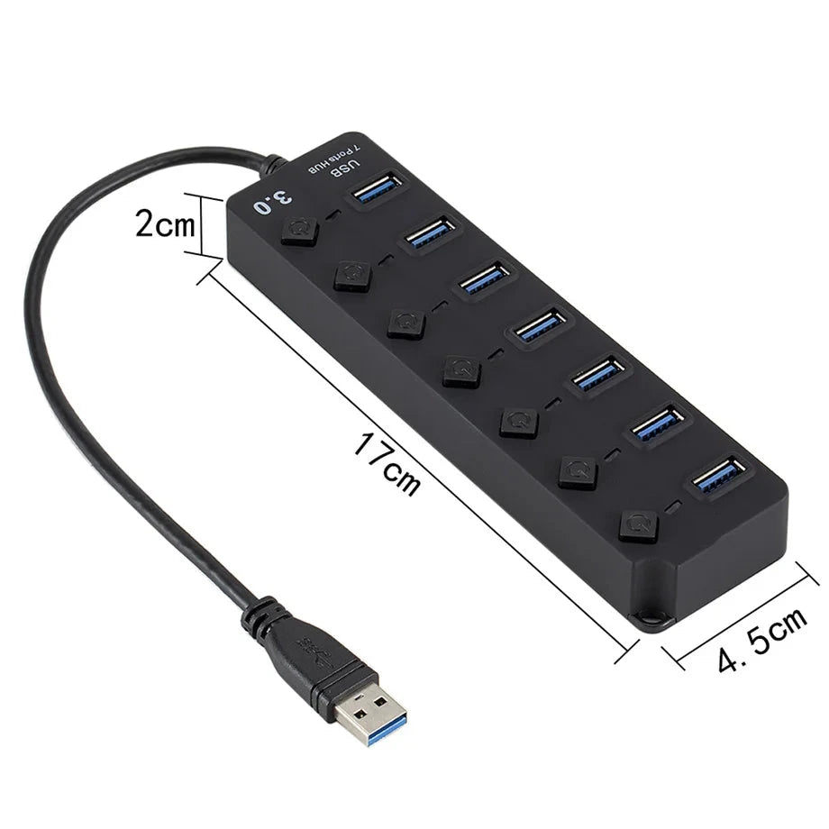 USB 3.0 Power Adapter 4/7 Port 5Gbps Multi USB Splitter Hub 2.0 USB Multiple Expander Switch 10CM Cable Hub Docking Stations