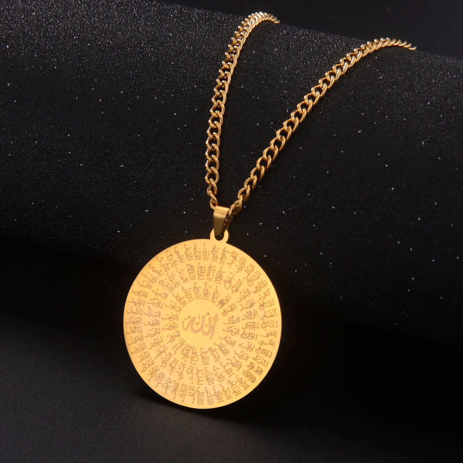 Jeshayuan Allah Name Pendant Necklace For Men Arabian Calligraphy Stainless Steel Religious Amulet Lucky Jewelry Gift - AMULET RING STORE