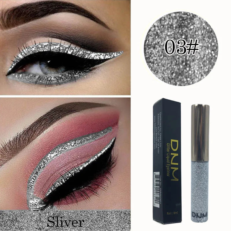 Glitter Eyeliner Vibrant Waterproof Long-Lasting for Flawless Eye Makeup Diamond Shiny Silver Rose Gold Eyeliner Beauty Cosmetic - AMULET RING STORE