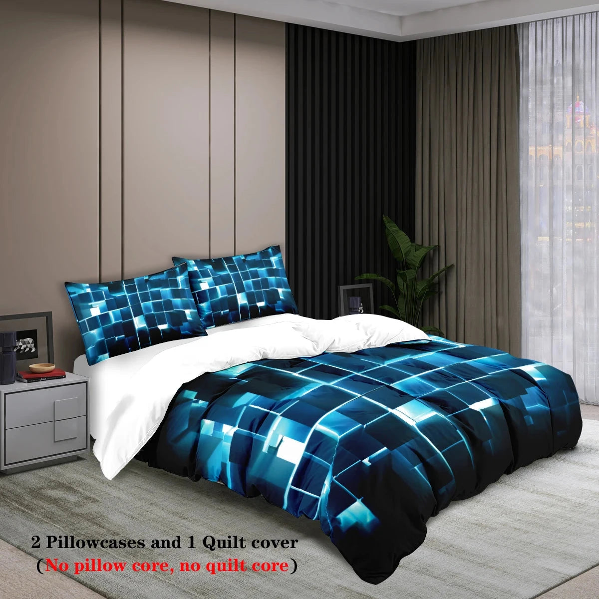 3pcs Duvet Cover Set, Red Transparent Grid Visual Effects Print, Soft, Comfortable and Breathable, Bedding Set for Bedroom,Hotel - AMULET RING STORE