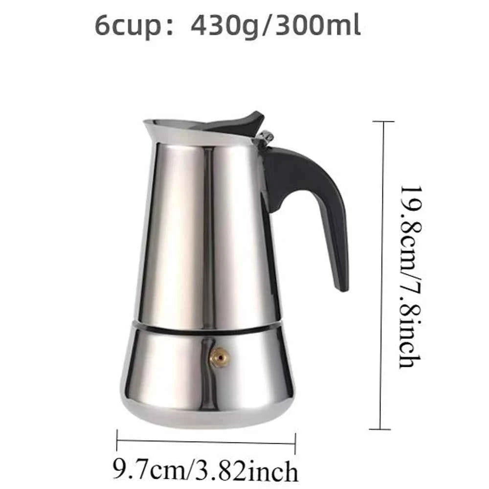 Coffee Pot Stainless Steel Moka Pot Italian Coffee Maker 9 cup 15 OZ Stovetop Espresso Maker for Gas or Electric Ceramic Stove
