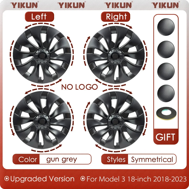 4PCS Hub Cap Performance Replacement Wheel Cap Automobile Full Rim Cover Accessories for Tesla Model 3 18 Inch Hubcap 2018-2023