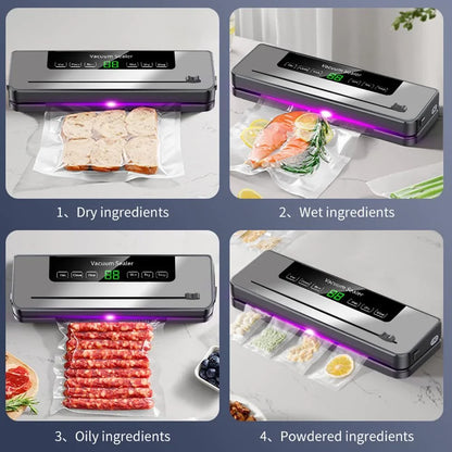 Household electric small vacuum sealer built-in cutting machine kitchen food storage seal vacuum bag touch button vacuum sealer - AMULET RING STORE