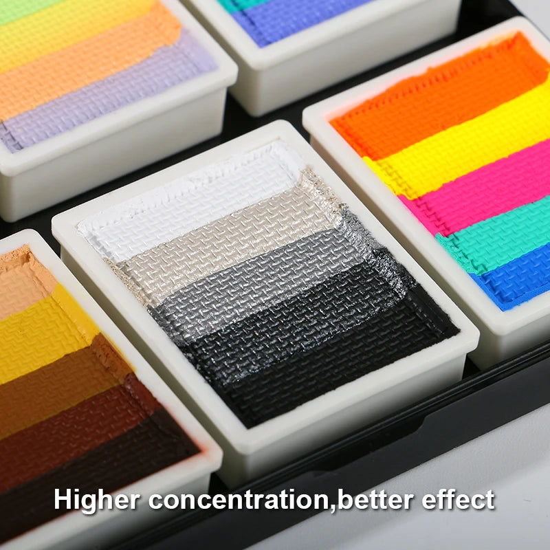 Bowitzki Face Paint 12x10gm Professional Body Paint Kit For Kids Adults Stencil One Stroke Split Cake Rainbow Makeup - AMULET RING STORE