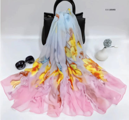 2025 Silk Scarf Women Hijab Pashmina Long Beach Stoles Shawl Wrap Headbands Spring Warm Scarves Bandana Ladies Neckscarf Foulard