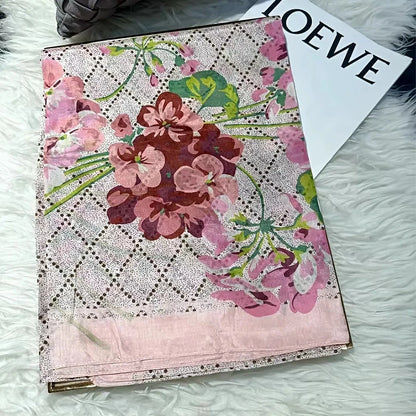 Brand Beige Cartoon Cat 100% Silk Scarf Shawl Bufanda Women Spring Fall Fashion Large Size Winter Long Scarves Bufanda 180*110cm