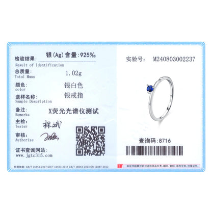 Ailmay Genuine 925 Sterling Silver Simple Navy Blue Zircon Ring for Women Fashion Minimalist Ring Fine Jewelry