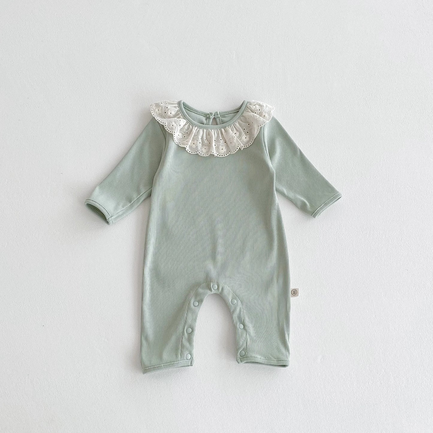 Spring and Autumn Baby Girl Solid Color Cute Doll Collar Long Sleeve Jumpsuit Baby Girl Autumn Jumpsuit - AMULET RING STORE