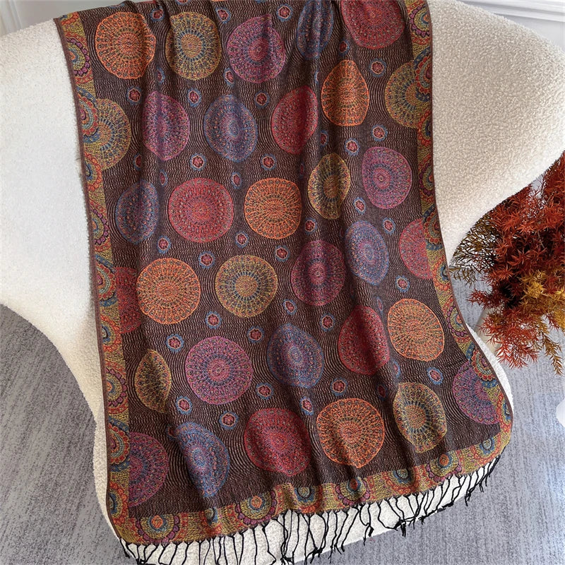 Autumn Bohemian Ethnic Paisley Cashmere Shawls Scarf for Women Warm Jacquard Pashmina Scarves Print Design Lady Foulard Stoles - AMULET RING STORE