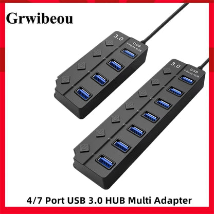 USB 3.0 Power Adapter 4/7 Port 5Gbps Multi USB Splitter Hub 2.0 USB Multiple Expander Switch 10CM Cable Hub Docking Stations