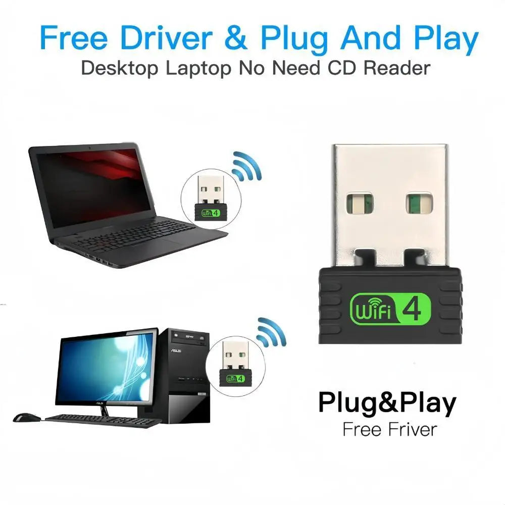 WiFi Bluetooth Wireless Adapter 150Mbps USB Adapter 2.4G Bluetooth V4.0 Dongle Network Card RTL8723DU for Desktop Laptop PC - AMULET RING STORE