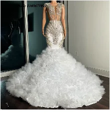 EVLAST Orange Sequin Mermaid Dress - Prom Gown - AMULET RING STORE