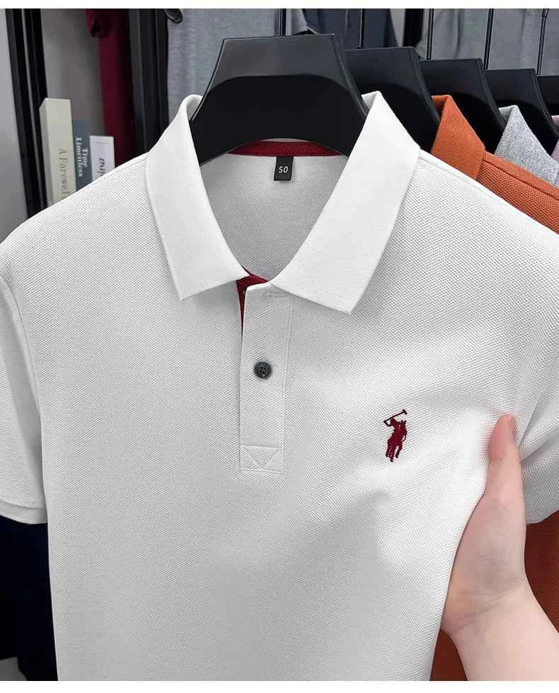 100% pure cotton men's short sleeved polo shirt hot selling summer fashionable horse logo embroidery classic Paul casual T-shirt