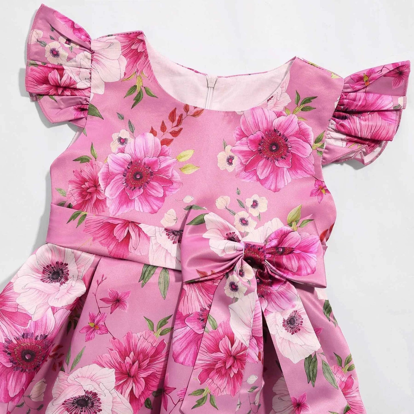 Girls Party Dresses Elegant Flower Printed Princess Dress Girls Birthday Party Wedding Bridesmaid Gown Girl's Ceremonial Dress