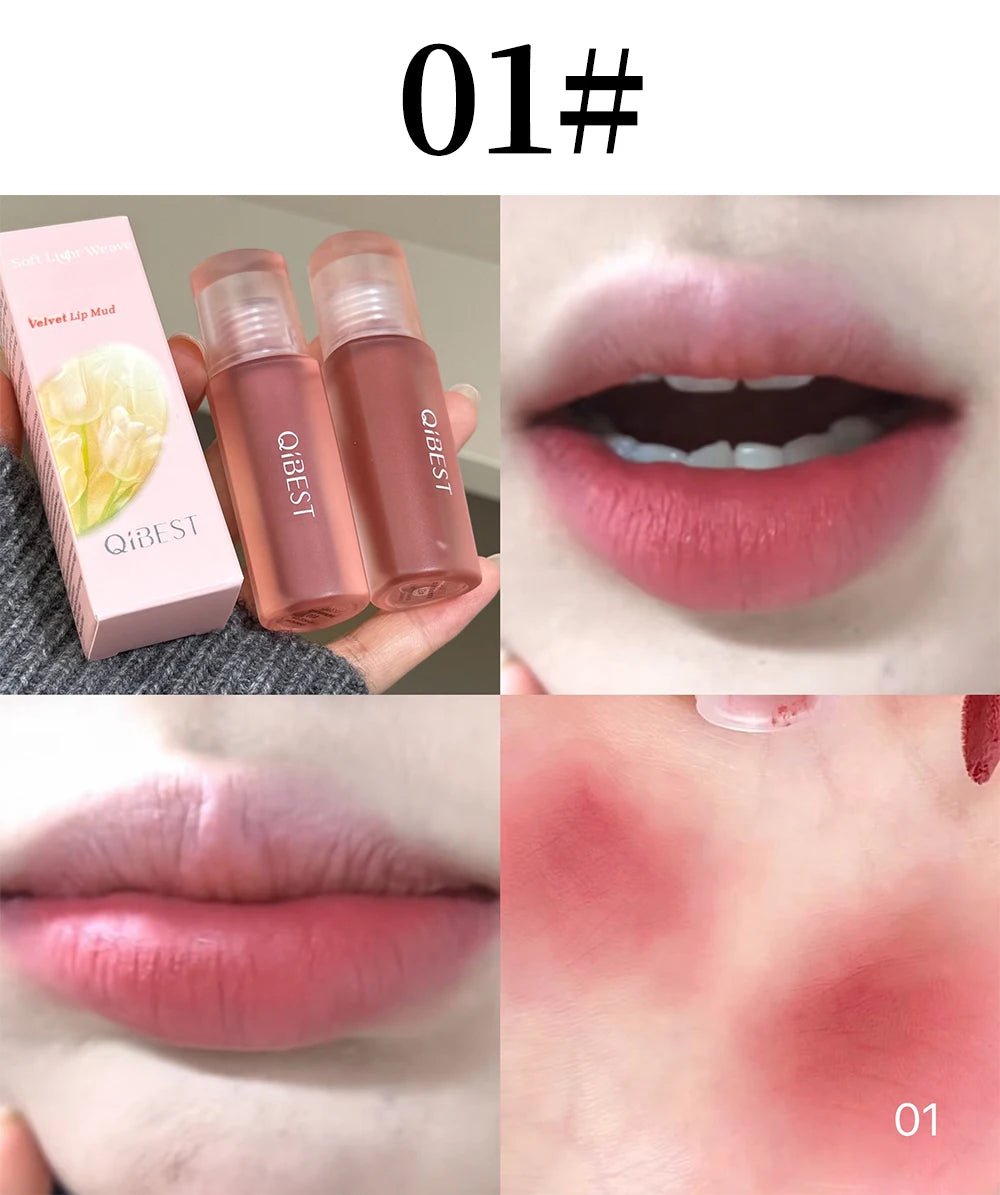 Qibest 6 Colors Velvet Matte Liquid Lipstick Long-Lasting Waterproof Lip Mud Sexy Red Lipgloss Beauty Women Cosmetics Lip Tint - AMULET RING STORE