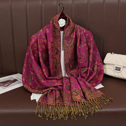 Fashion Autumn Colorful Cashmere Scarf Shawl for Women Pashmina Floral Wrap Female Thick Blanket Soft Bufanda Kerchief