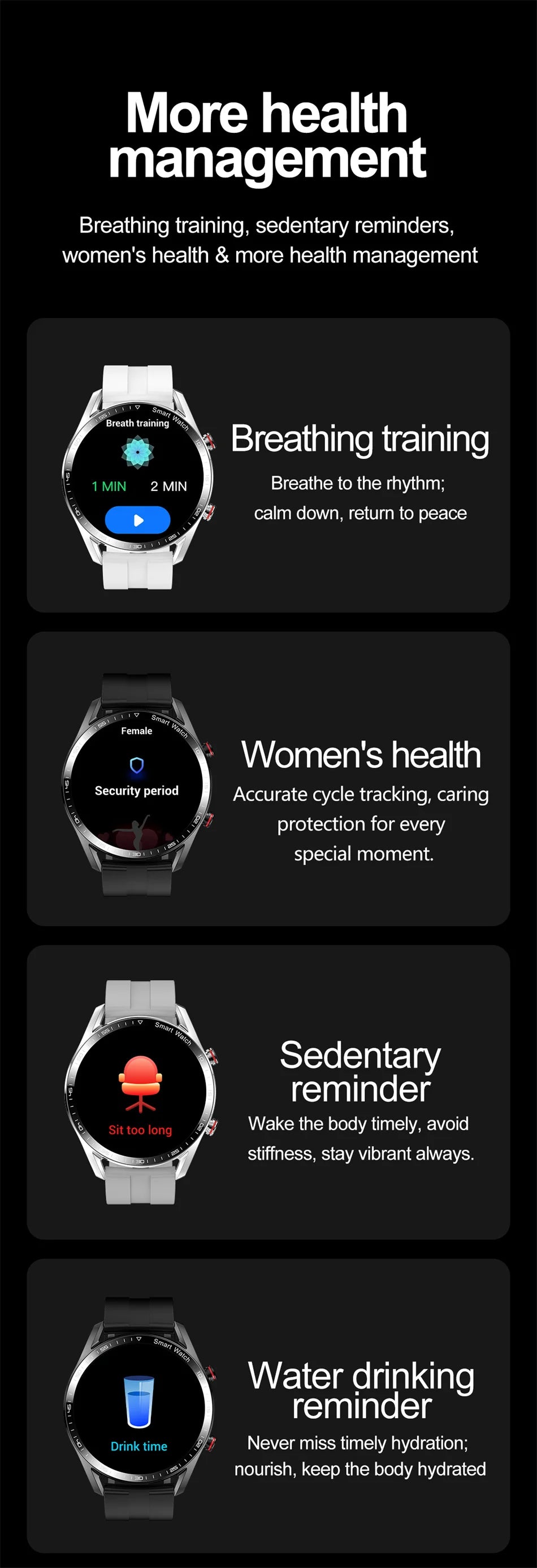New Business Smart Watch Men 1.53 inch Full Screen Touch Multi Sport Mode ECG+PGG Sport Waterproof Bluetooth Call Smartwatches