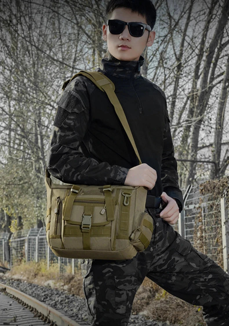 Men Camouflage Shoulder Bag Tactical Fishing Camping Tote Trekking Climbing Bags Large Multi-Pocket Travel Laptop Messenger Pack