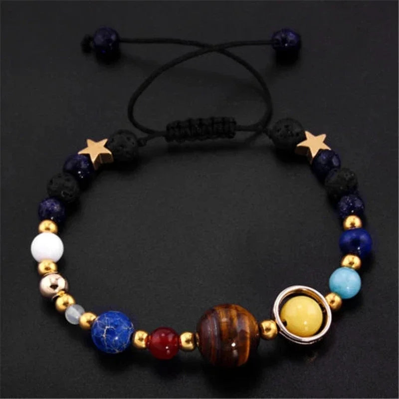 New Cosmic Galaxy Solar System Bracelet Female Transfer Beads Eight Planets Natural Hand-woven Yoga Bracelet Jewelry Accessories