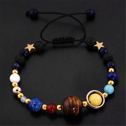 New Cosmic Galaxy Solar System Bracelet Female Transfer Beads Eight Planets Natural Hand-woven Yoga Bracelet Jewelry Accessories