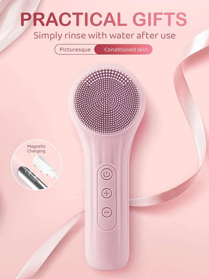 Silicone Face Cleaner Electric Sonic Facial Cleansing Brush Ultrasonic Face Massage Pore Deep Cleaning Vibrating IPX7 Waterproof