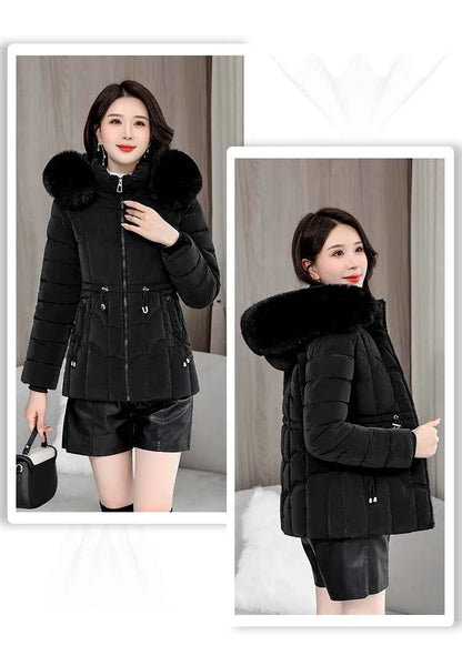 Winter 2025 New Down Jacket Women Parkas Fashion High-Quality Warm Cotton Padded Coat Ladies Short Overcoat Hooded Overwear Tops
