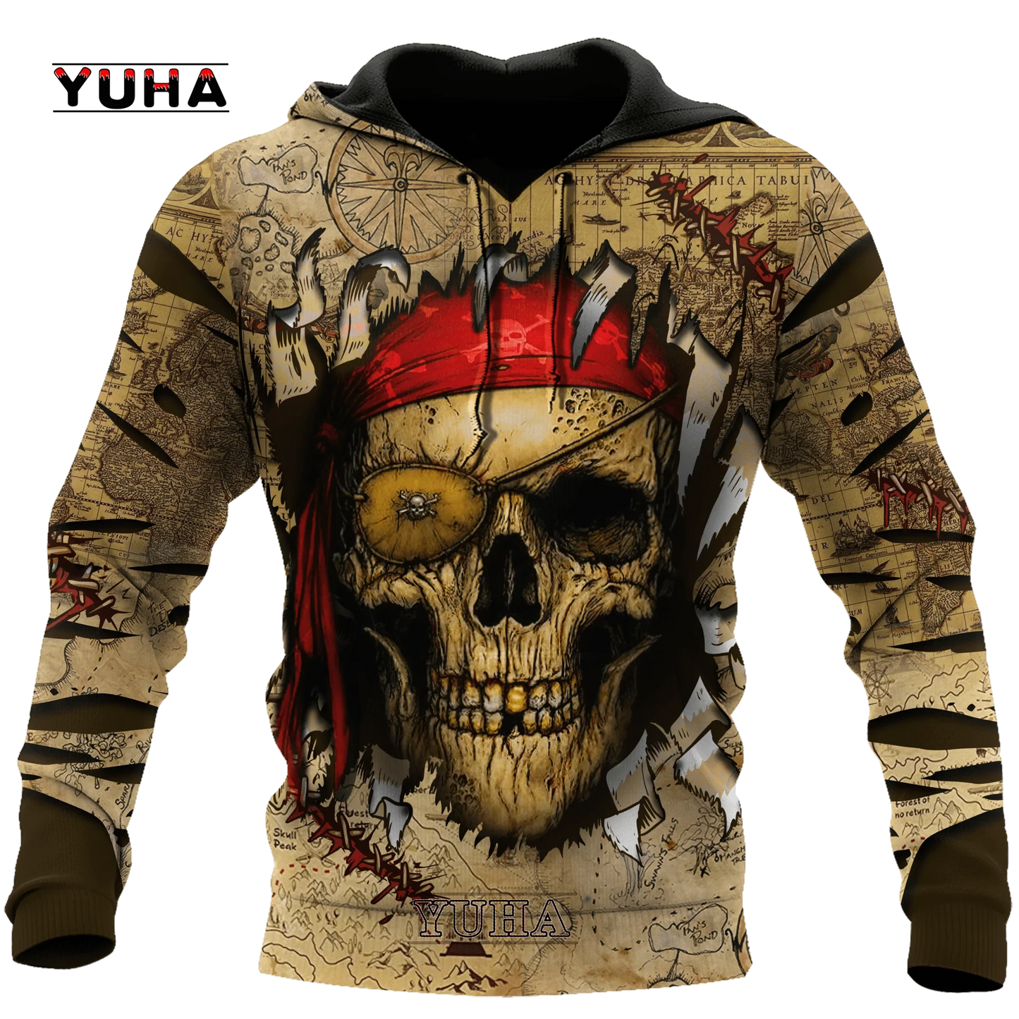 Dark Red Skull Tattoo 3D All Over Printed Men's Hoodie & Sweatshirt Spring and Autumn Unisex Hoodies Casual Sportswear - AMULET RING STORE