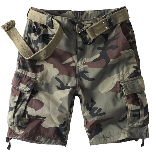 Men's Camo Cargo Shorts for Men Cotton Casual Outdoor Work Relaxed Fit Shorts with Multi-Pockets (no belt)