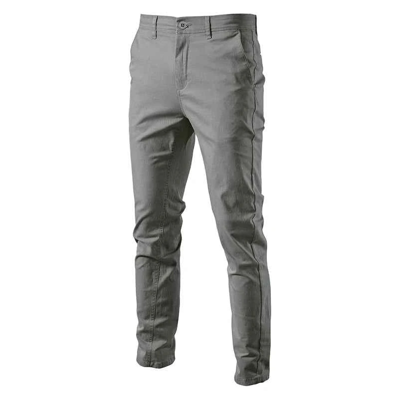Men's Work Business Pants Cotton Casual Trousers Solid Color Slim Fit Straight Long Pant Spring Autumn Versatile Breathable Pant