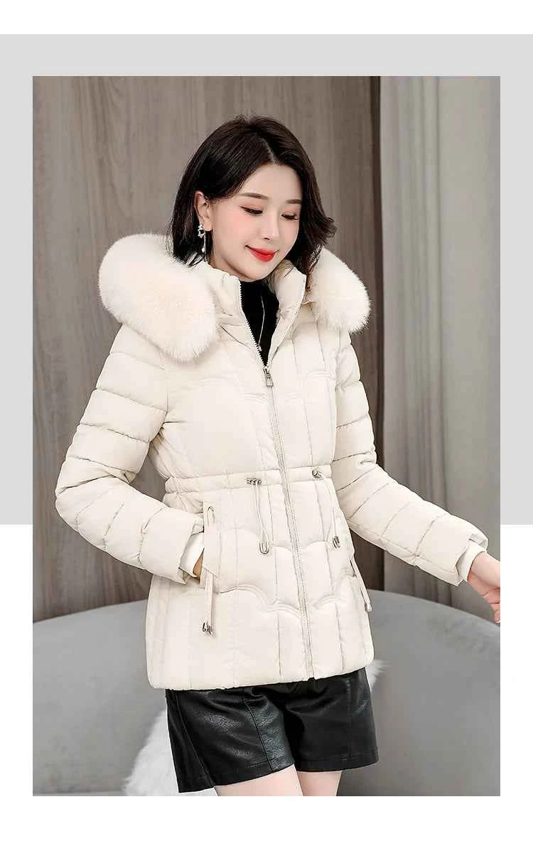Winter 2025 New Down Jacket Women Parkas Fashion High-Quality Warm Cotton Padded Coat Ladies Short Overcoat Hooded Overwear Tops