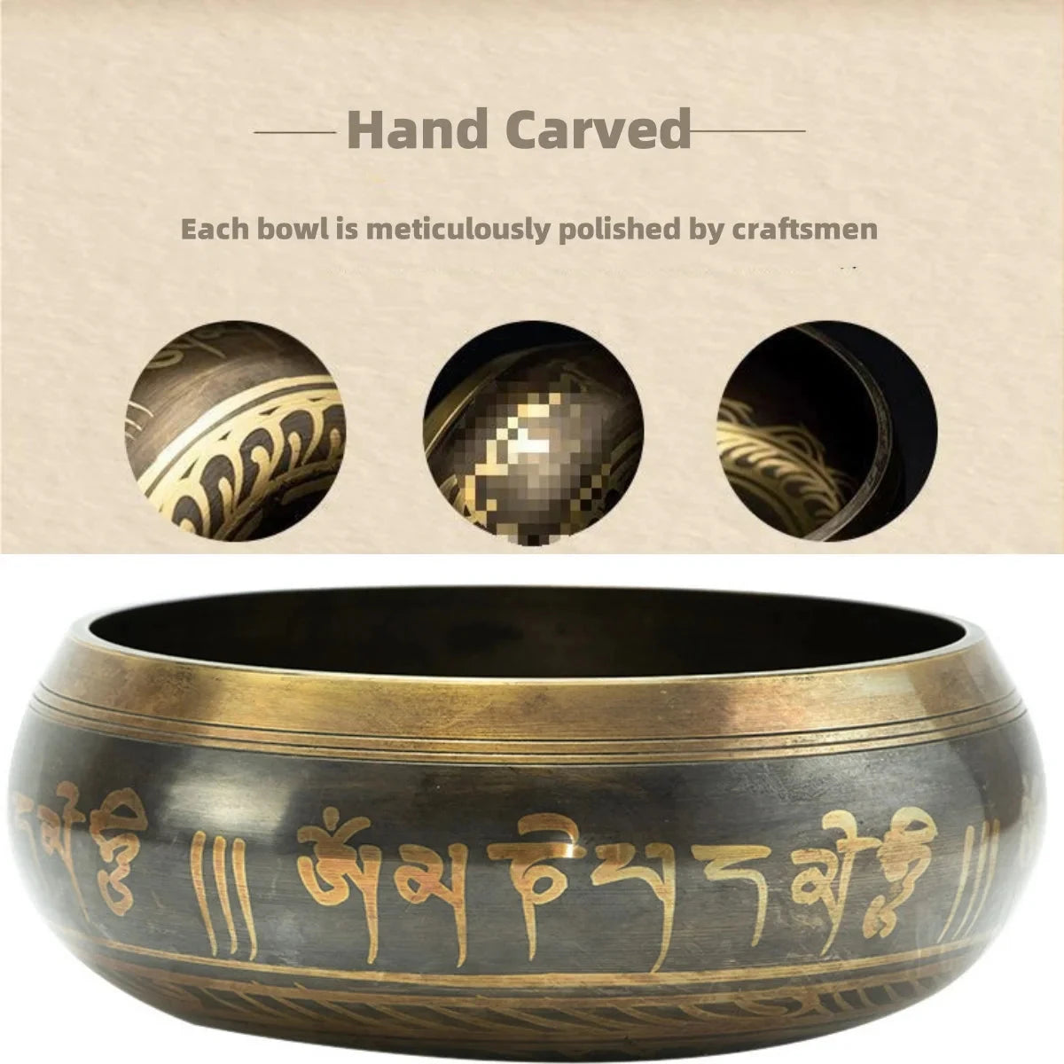 Tibetan Singing Bowl Set 8.5~20CM Size Optional Scripture Bowl Helpful for Meditation Yoga Relaxation Chakra Healing Prayer - AMULET RING STORE