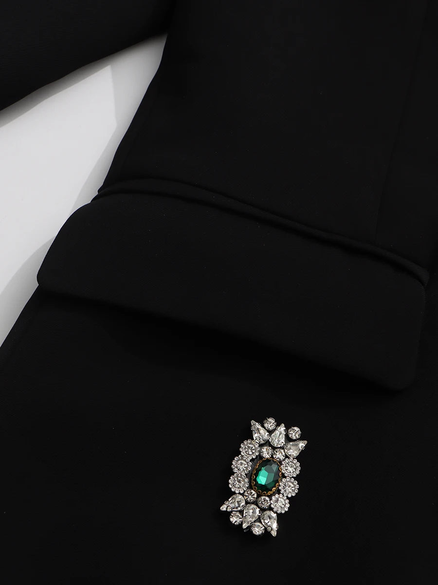 TWOTWINSTYLE Solid Loose Spliced Bead Luxurious Blazers for Women Lapel Long Sleeves Nobility Blazer Female Autumn Fashion New