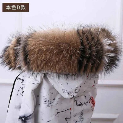 Raccoon Fur Collar 100% Real Fur Fashion Scarves For Ladies Neck Warmer Women Winter Natural Fur Scarf Decor White Fur Scarf