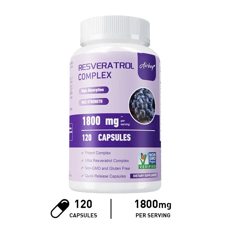 Resveratrol Complex - Support Circulatory Health, Healthy Aging, Antioxidants, Cardiovascular Health, Promotes Smooth Skin - AMULET RING STORE