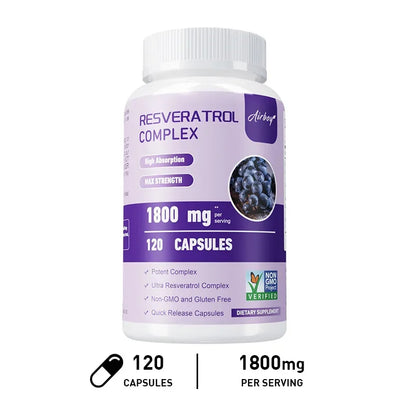 Resveratrol Complex - Support Circulatory Health, Healthy Aging, Antioxidants, Cardiovascular Health, Promotes Smooth Skin - AMULET RING STORE