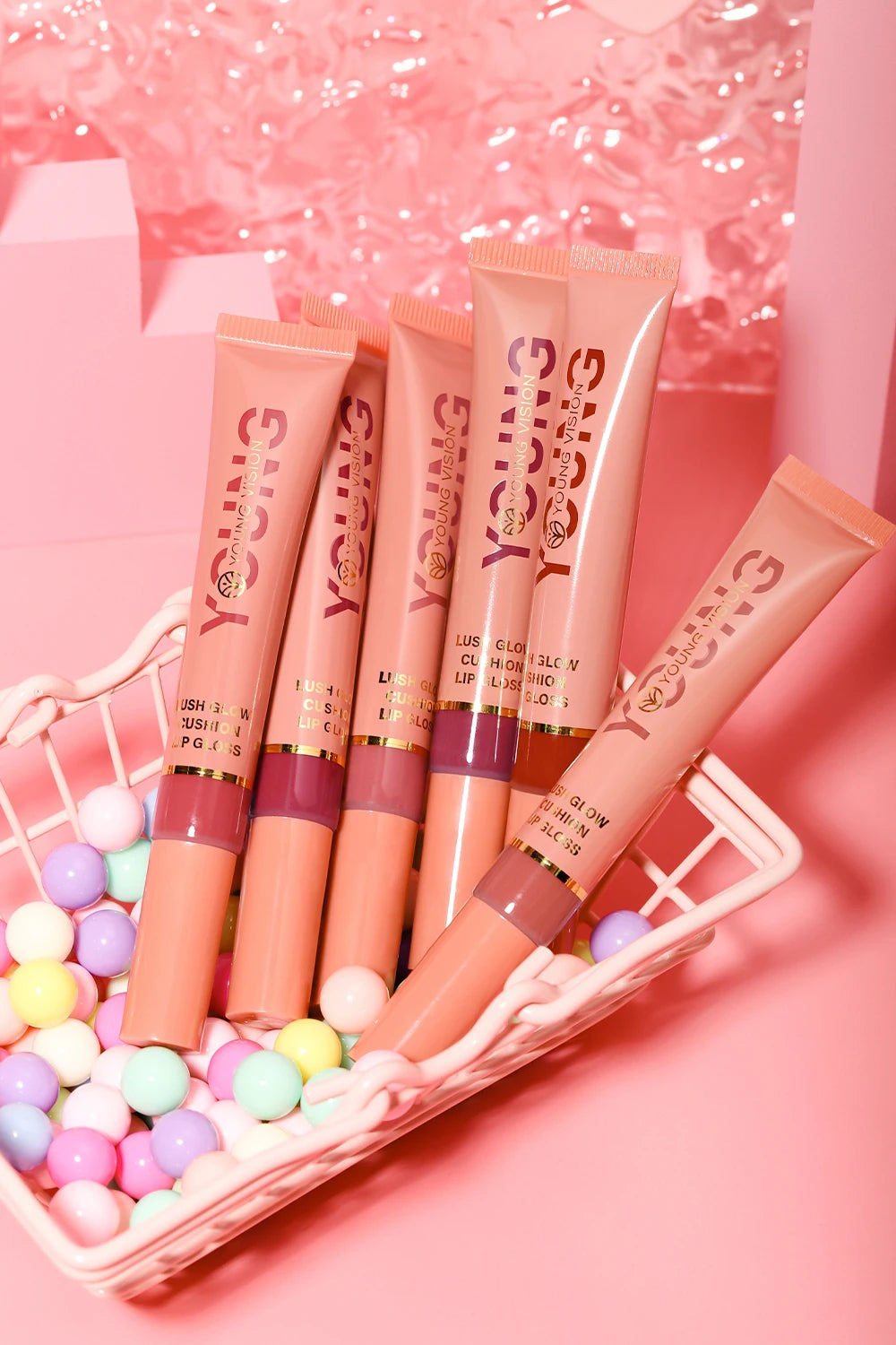 YOUNG VISION 6 color Liquid Water Brightening Lip Color Plush Brush Head Squeezing Lip Color Moisturizing Lip Glaze - AMULET RING STORE