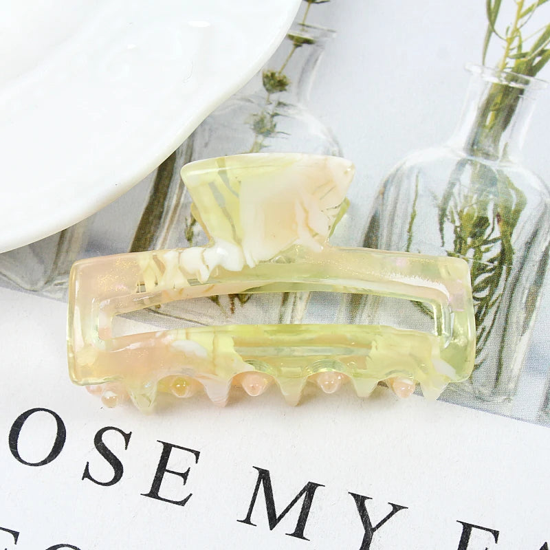 Mini Women's Hair Clips Colorful Geometric Hollow Crab Claw Clip Acetate Leopard Print Fashion Girls Hairpin Hair Accessories - AMULET RING STORE