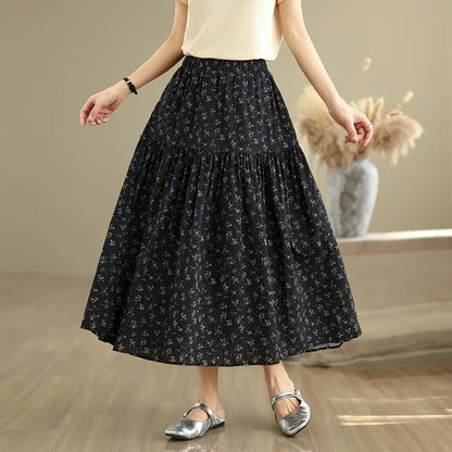 THHONE Summer Skirt Women 2025 High Waist Loose Fashion Vintage Dot Casual Korean Style Elegant A-line Skirts Women's Clothing