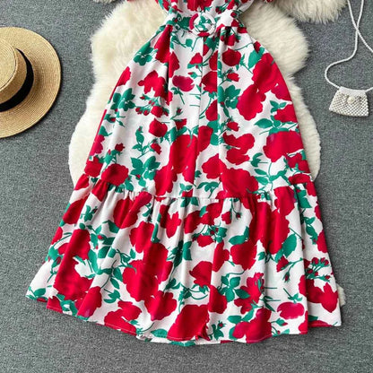 YuooMuoo Women Dress 2025 Summer Fashion Lady Elegant Vintage Floral Print Long Shirt Dress with Belt Vintage Party Robe Femme